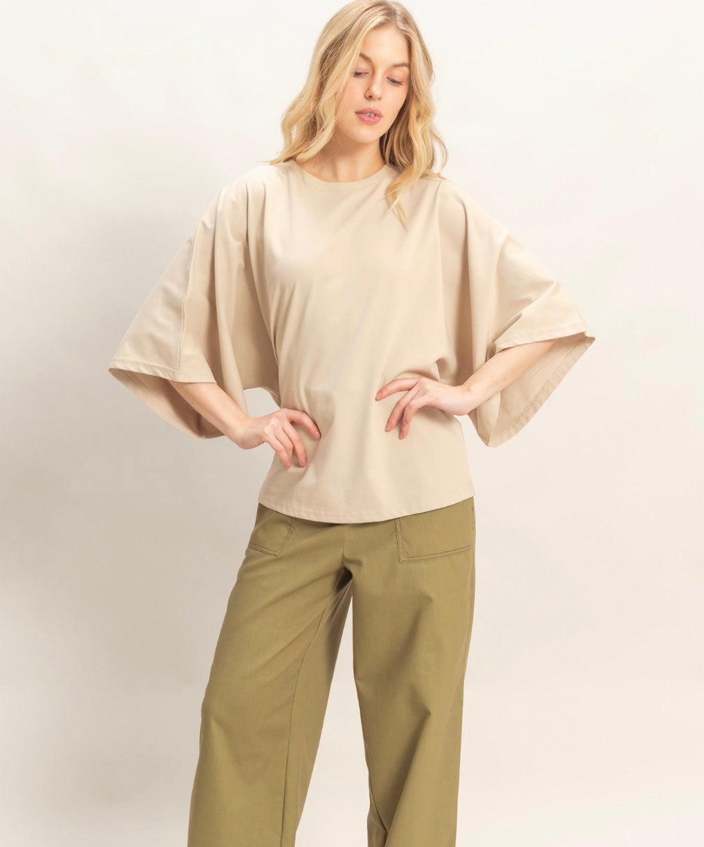 Relaxed 3/4 Sleeve Crewneck