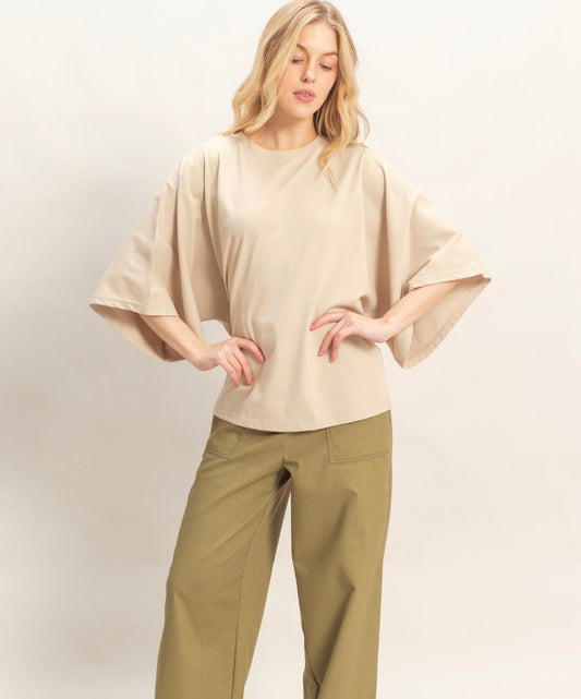 Relaxed 3/4 Sleeve Crewneck