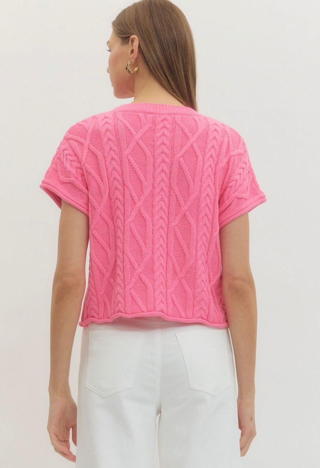 Pink Cable Knit Top