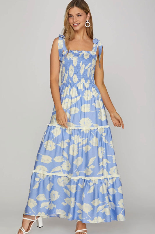 She + Sky Ruffle Maxi