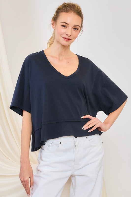 W+M Cotton Slub V-neck Top