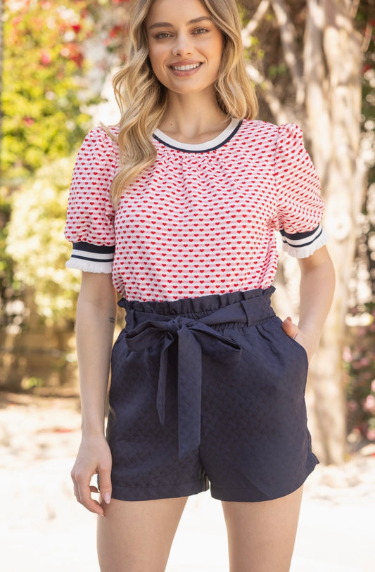 High Waist Self Tie Shorts