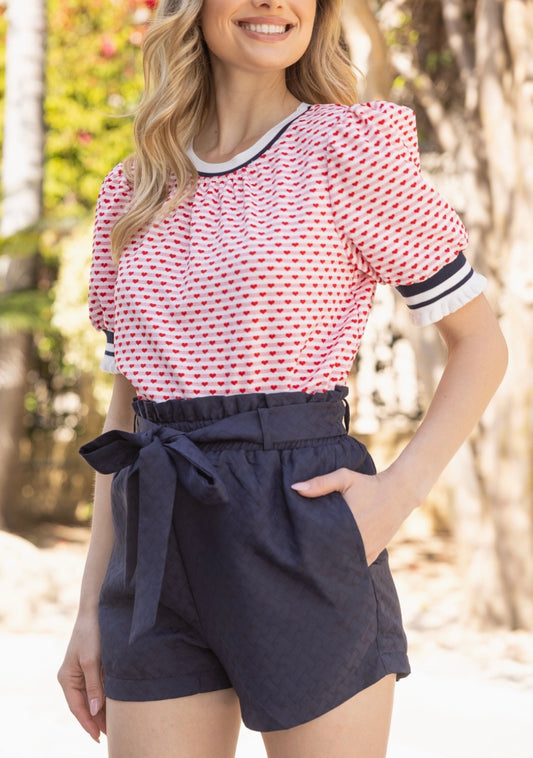 High Waist Self Tie Shorts