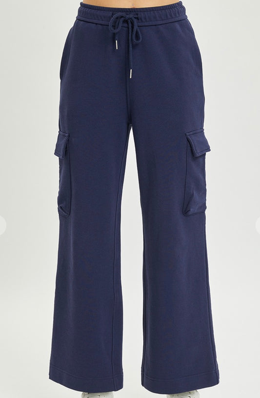 Navy Cargo Terry Pants
