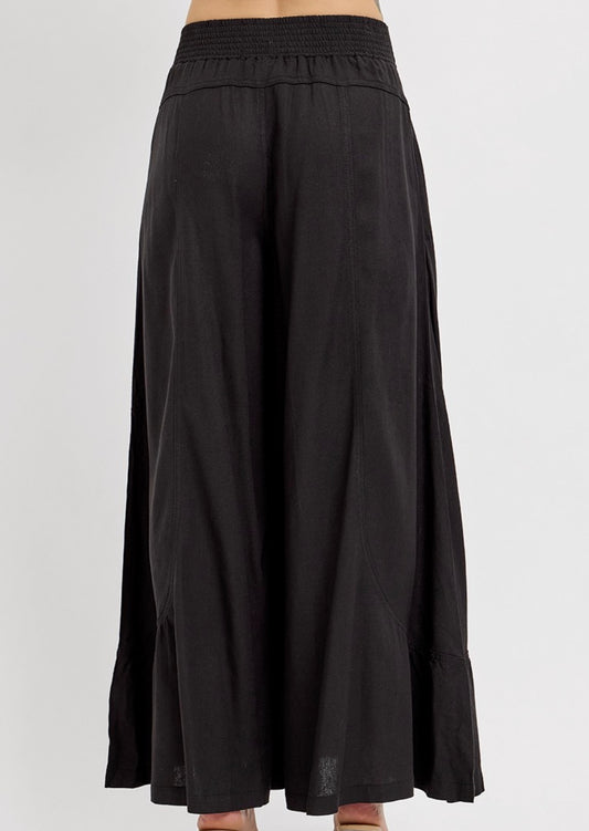 Shirring Detail Linen Pants
