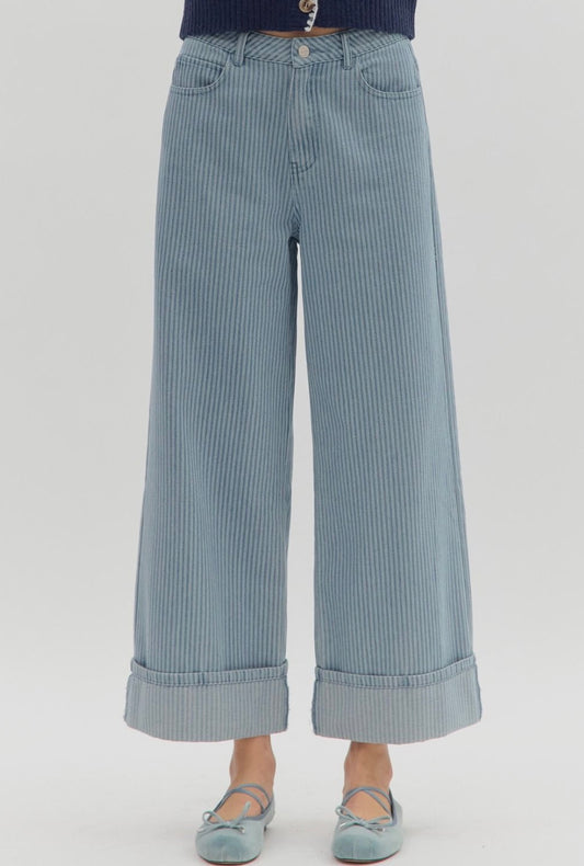 Mid-Rise Striped Ankle Pants