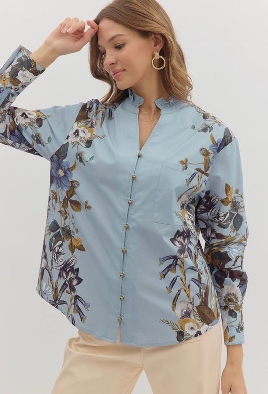 Floral Print LongSleeve Blouse