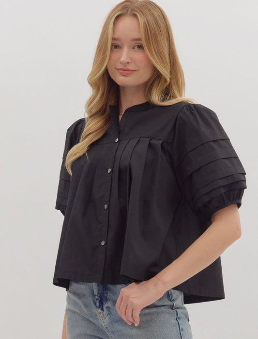 Black Puff Sleeve Top