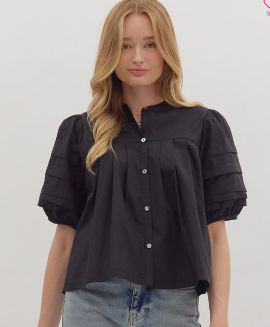 Black Puff Sleeve Top