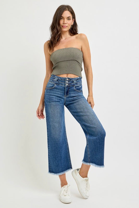 RISEN High Rise Crop Jeans