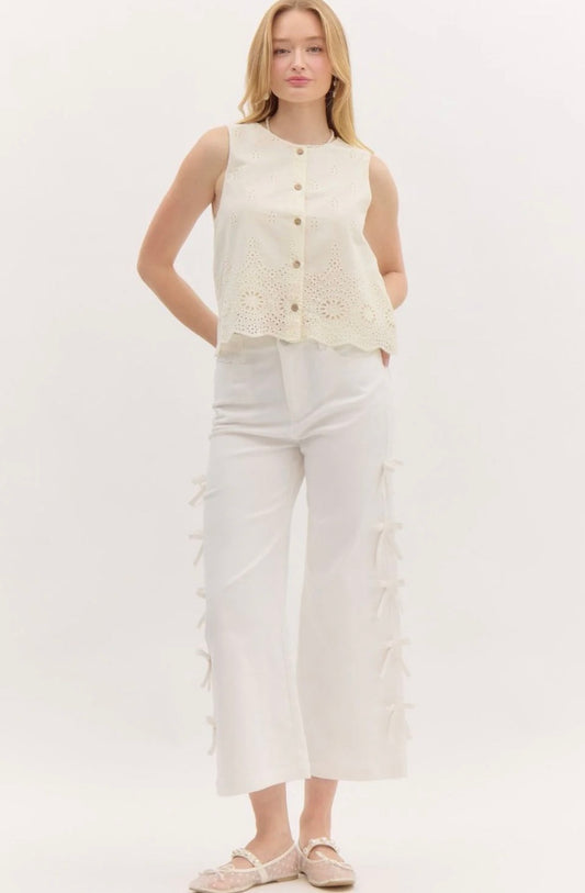 entro white bow jeans