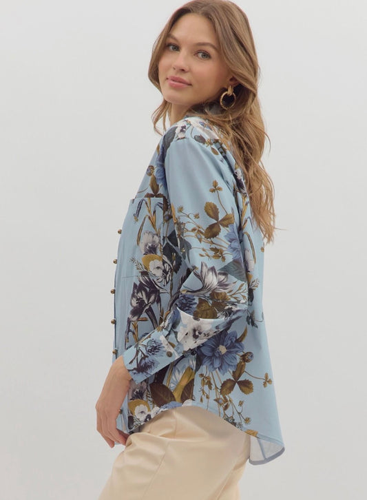 Floral Print LongSleeve Blouse