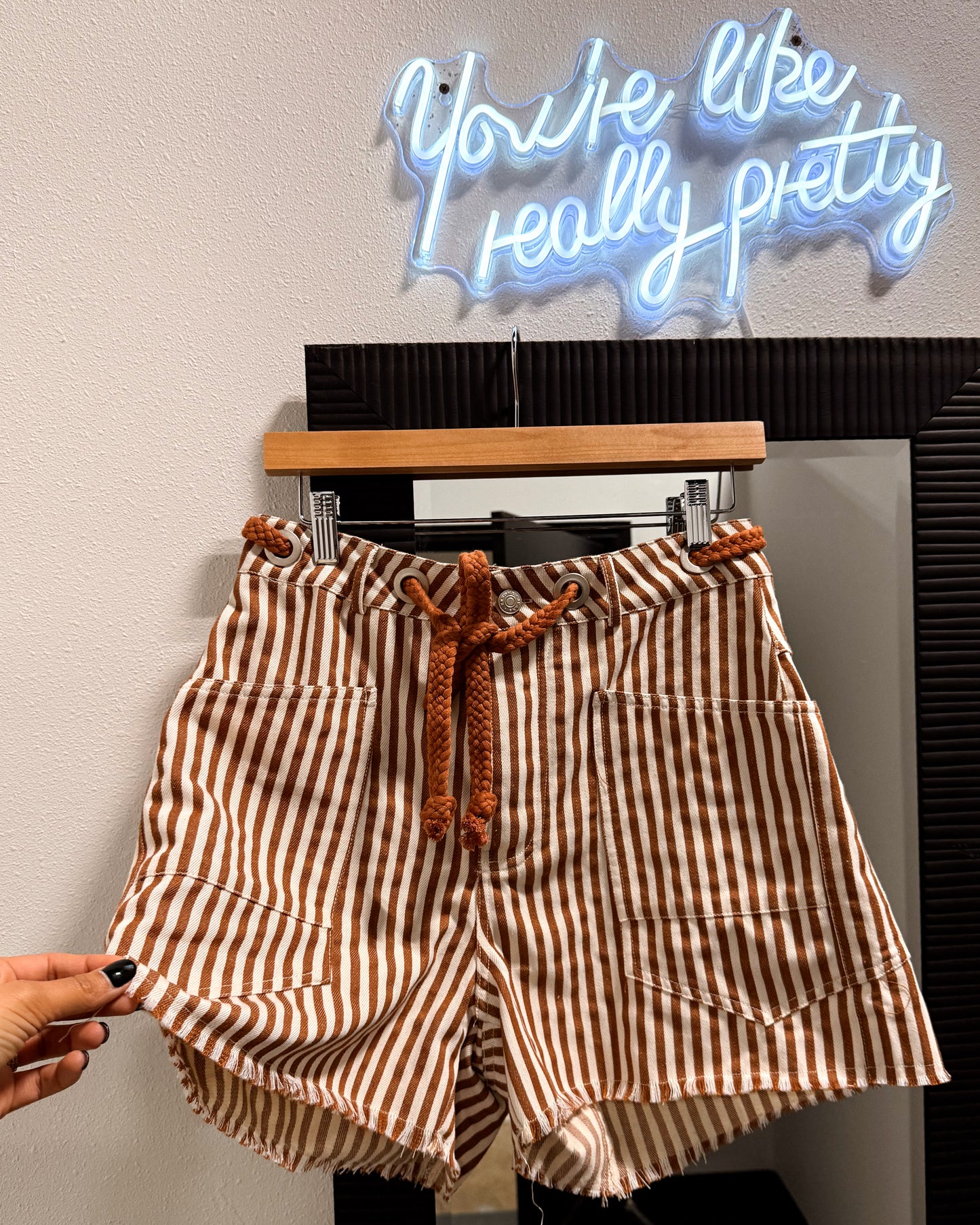 Camel Striped Shorts