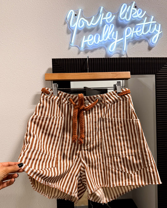 Camel Striped Shorts