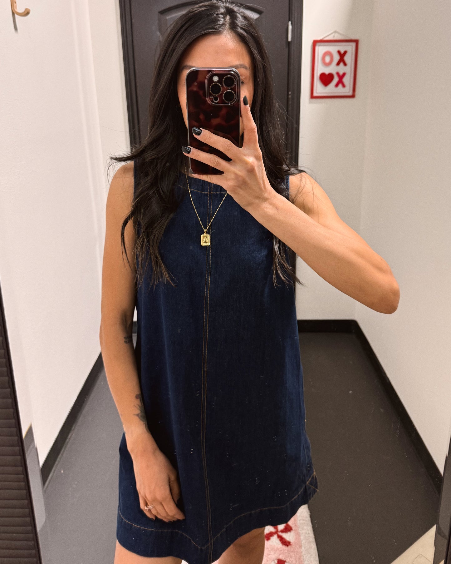 blue denim mini dress