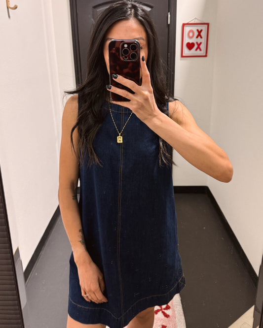 blue denim mini dress