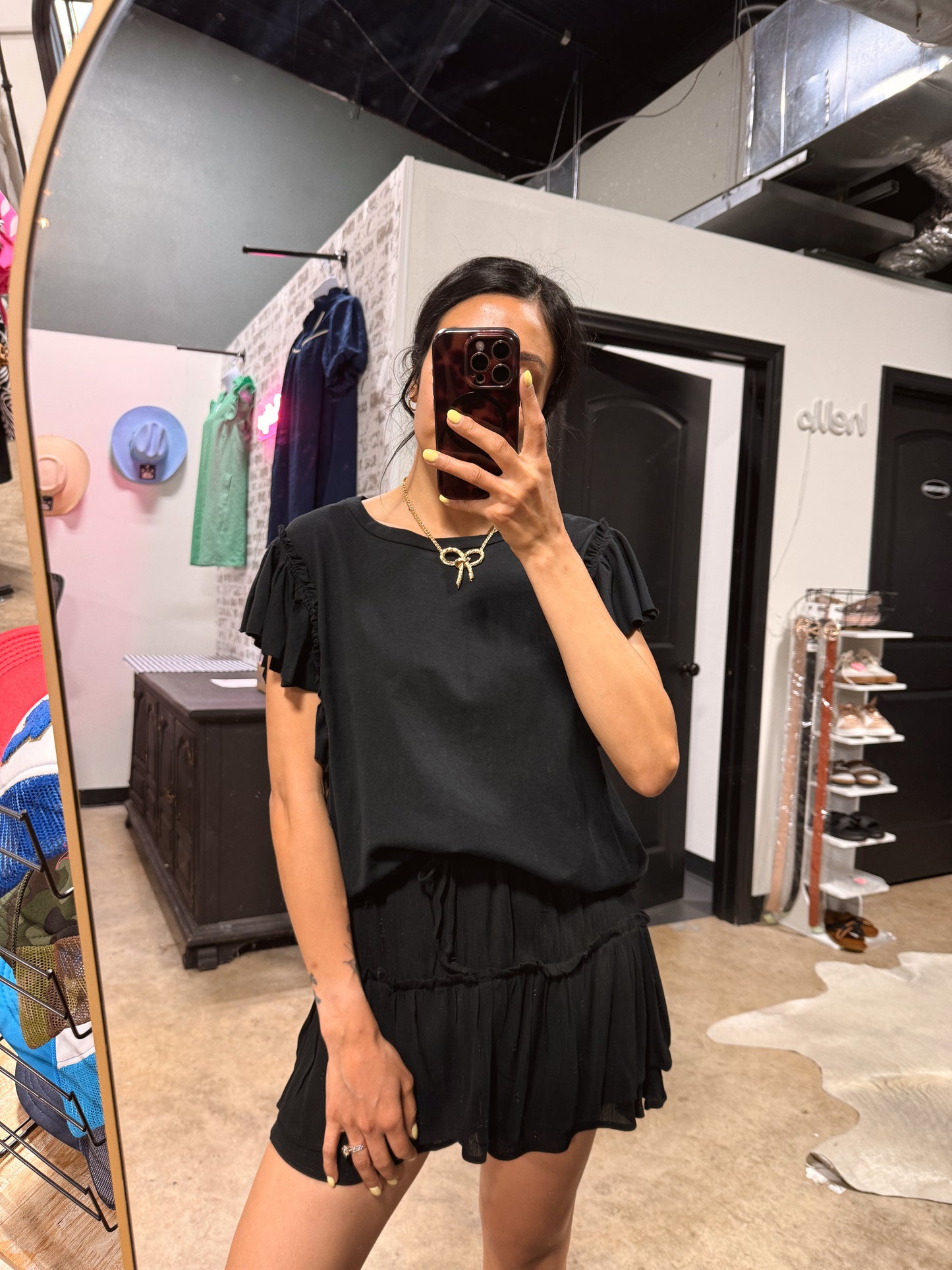 W+M Black Ruffle Shirt