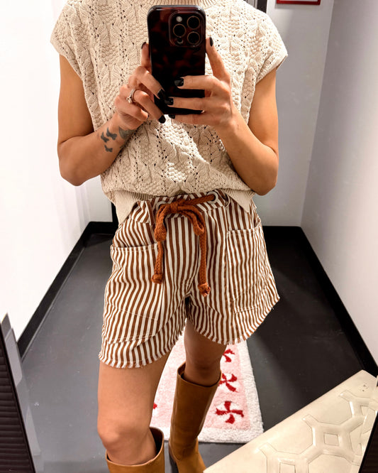 Camel Striped Shorts