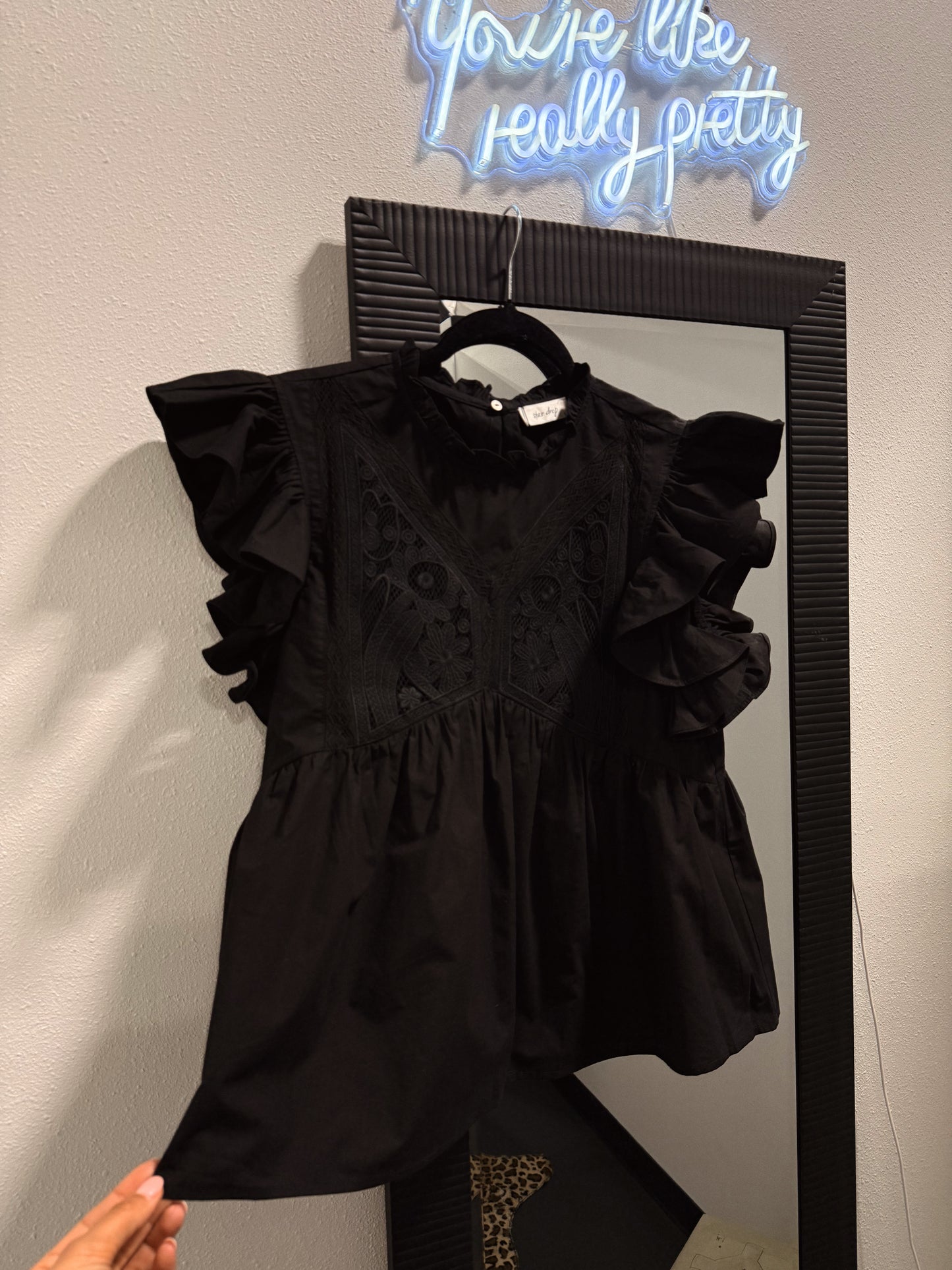 Ruffle Sleeve Lace Top