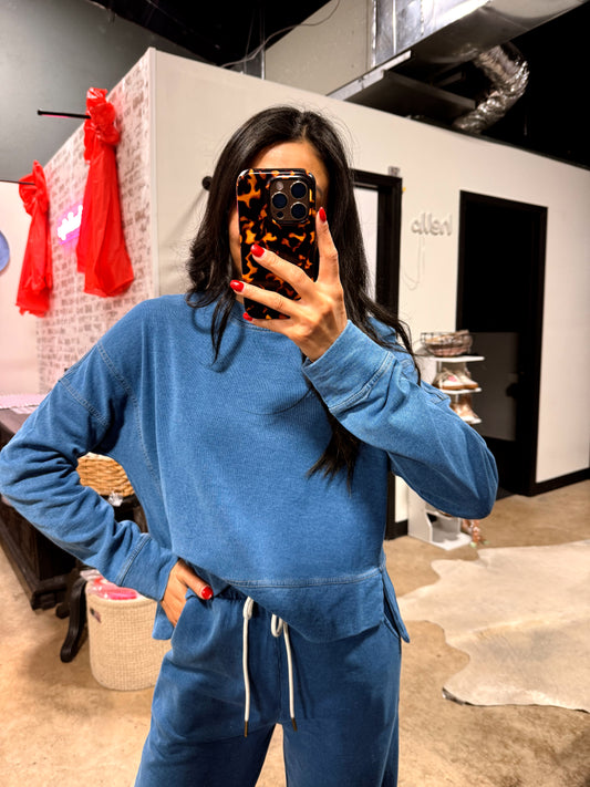 Terry Denim Round Neck Long Sleeve