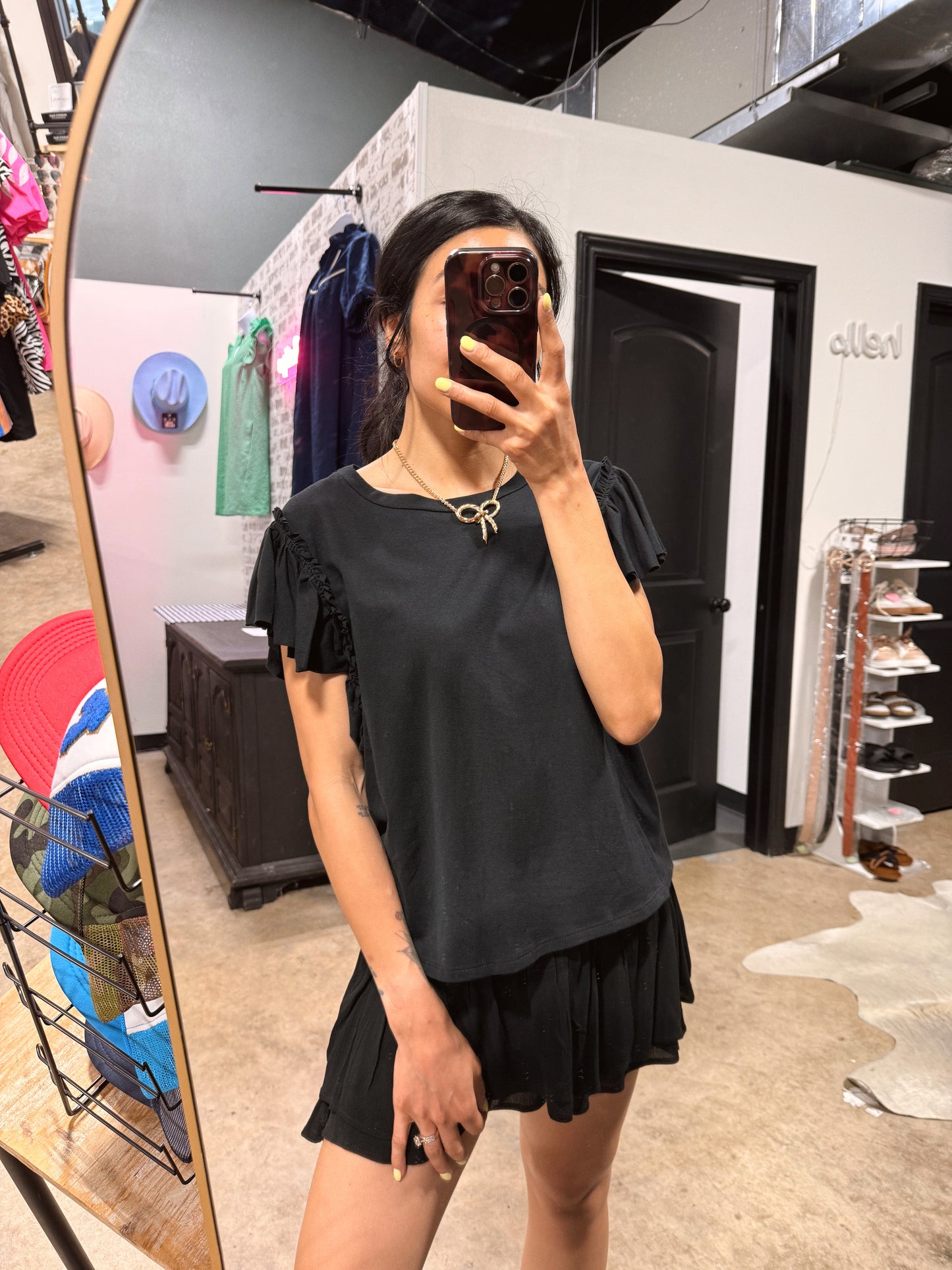 W+M Black Ruffle Shirt