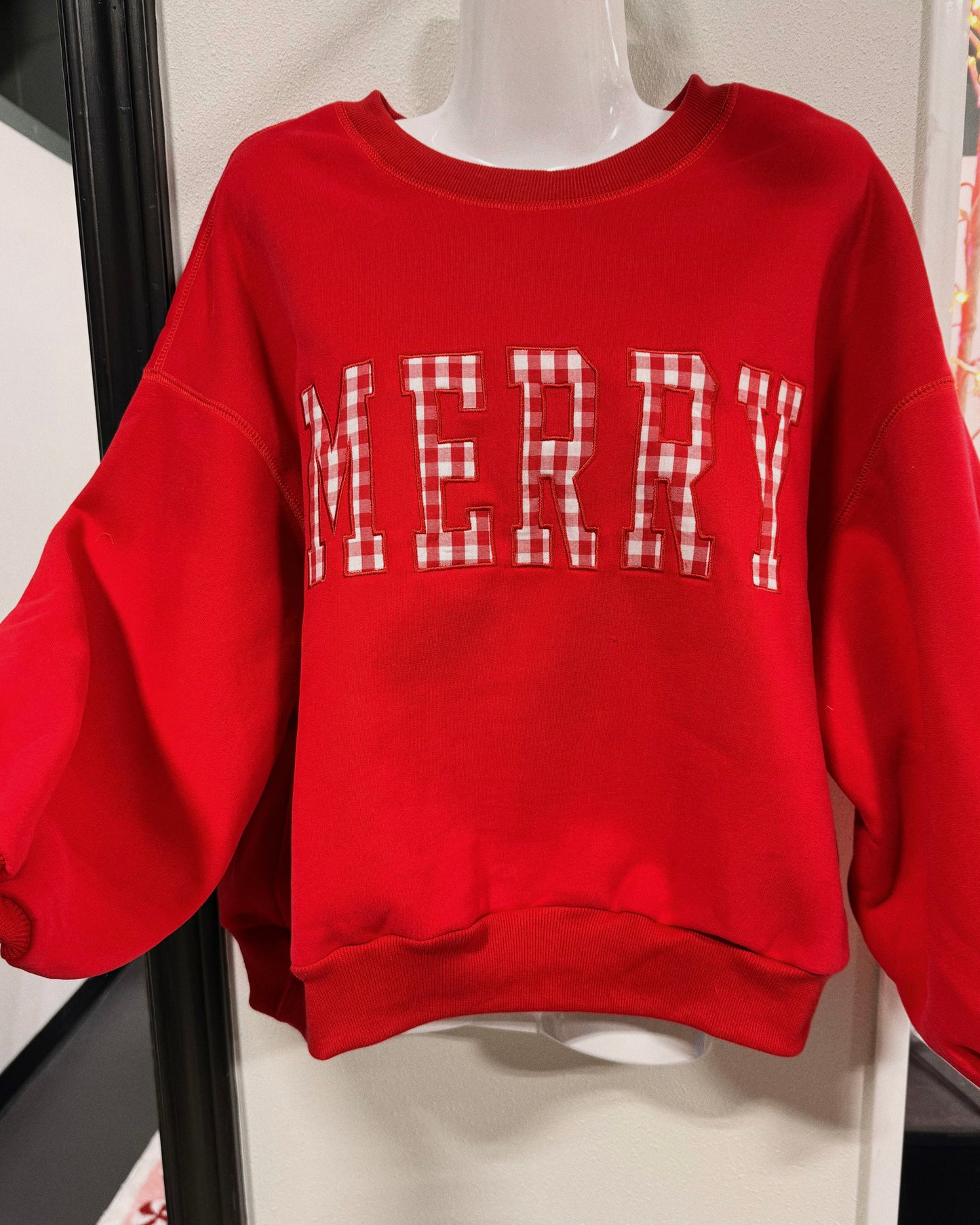Red Merry Gingham Sweatshirt