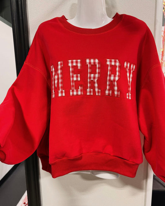 Red Merry Gingham Sweatshirt