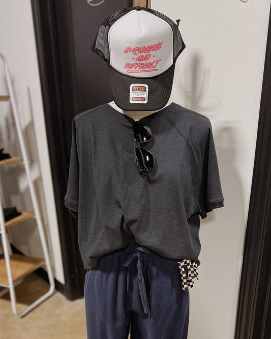 W&M slub knit top *charcoal/black only