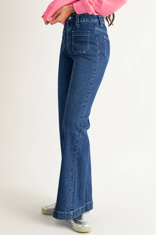 Wide Leg Pocketed High Waist Jeans