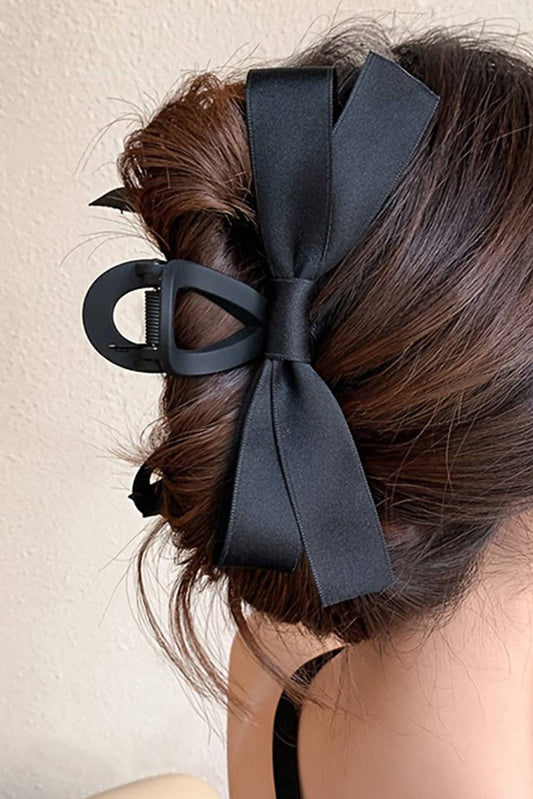 Black Bow Decor Large Hair Claw Clip: Black / Plastic / ONE SIZE