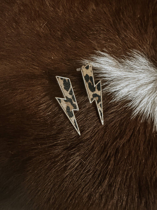 Cheetah Lightening Bolt Earrings