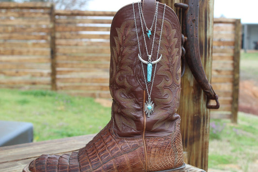 Mini Bolt Turquoise Western Necklace