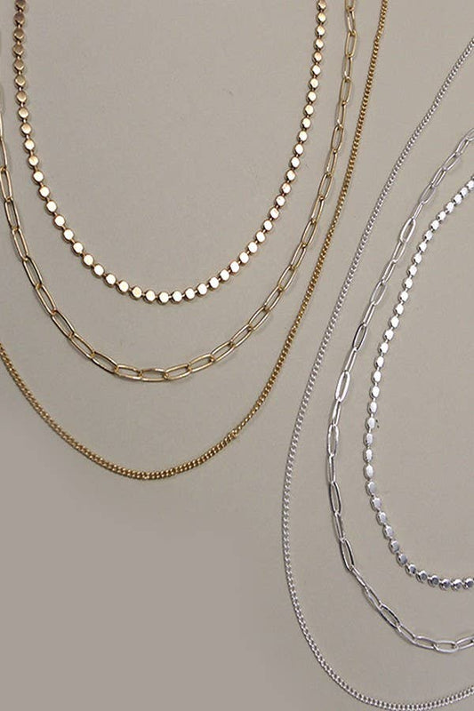 UNIQUE CHAIN MULTI LAYER NECKLACE | SILVER