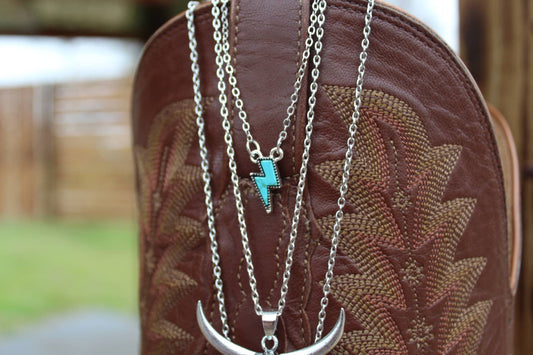 Mini Bolt Turquoise Western Necklace